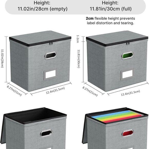 1 Pack , File Box with Mesh Pockets, Document Organizer Box for File Folders Let - Picture 3 of 7